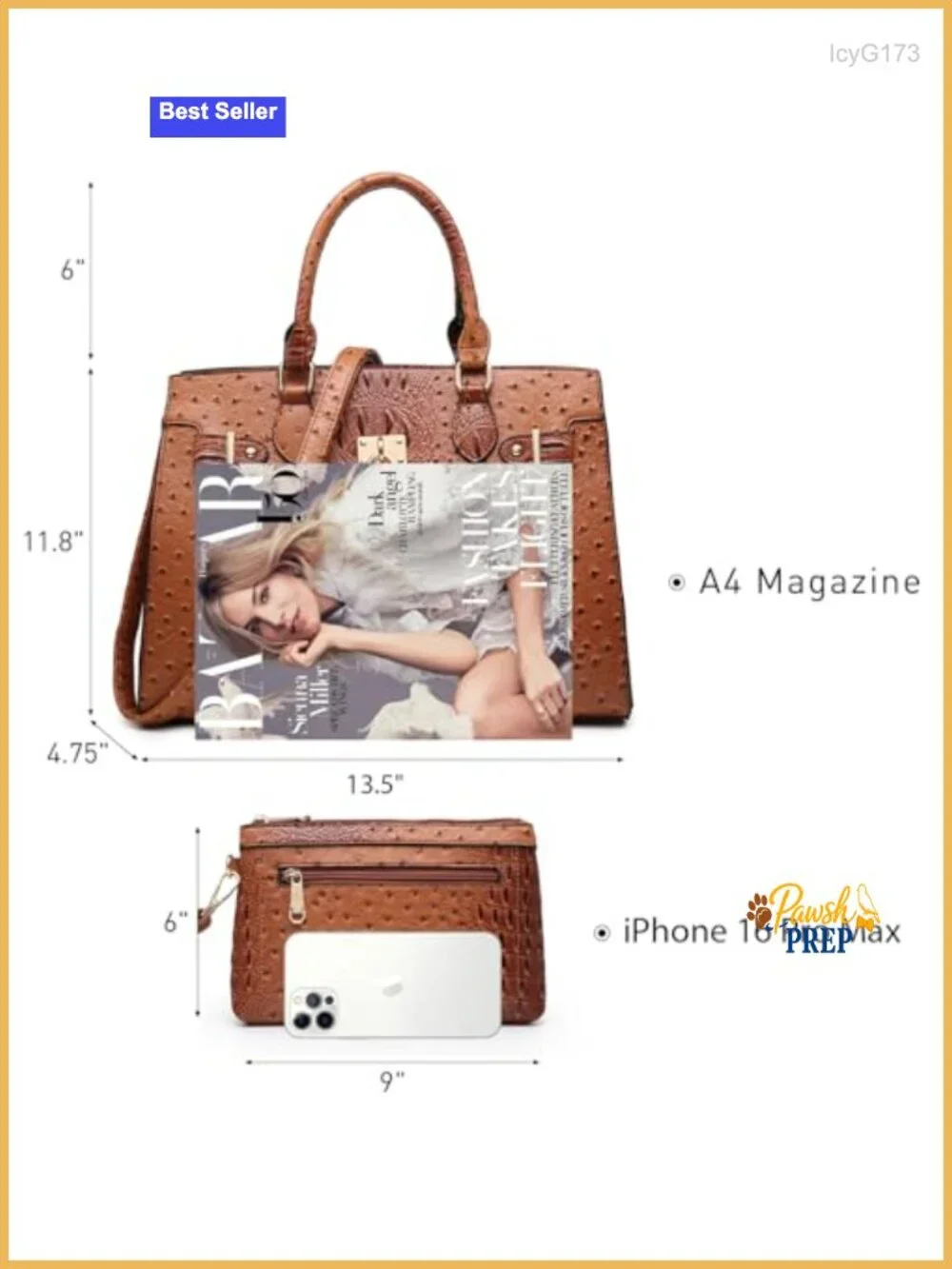 Women Vegan Leather Satchel Tote with Matching Clutch